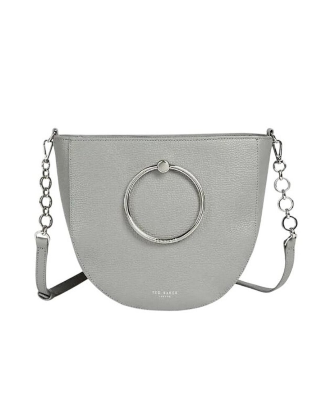 Ted Baker Nitza Leather Ring Handle Crossbody Shoulder Bag Gray NWT $249 Dustbag